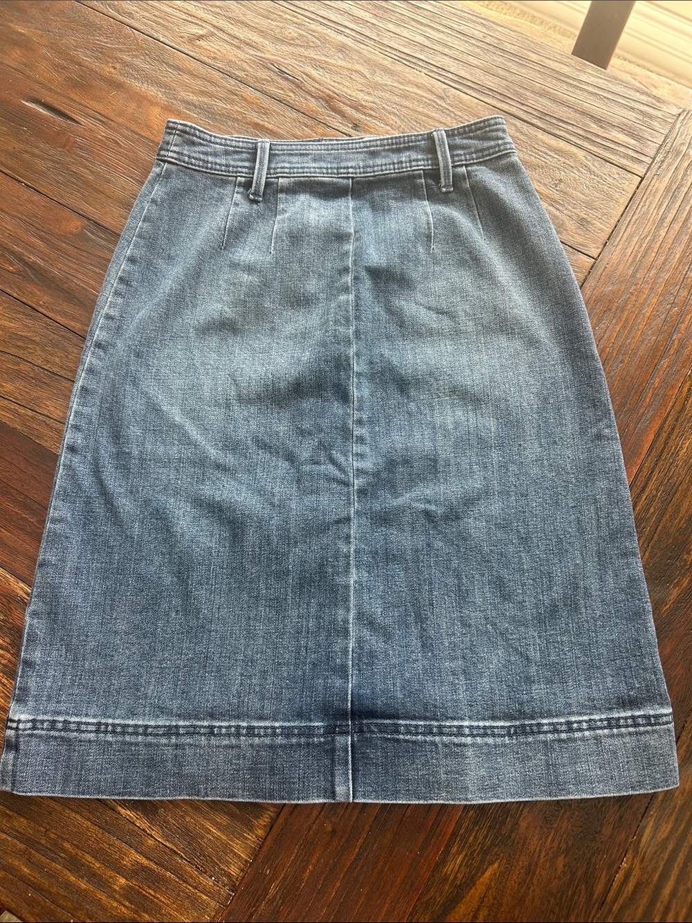Talbots Medium Blue Denim Button-Front Pencil Skirt - Picture 4 of 4
